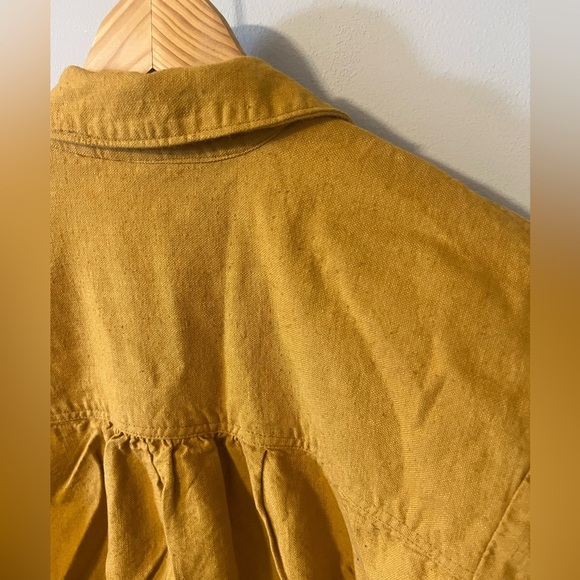 Anthropologie Pilcro Button Down Shirt Dress Pocket Short Sleeve Yellow Small - Picture 12 of 12